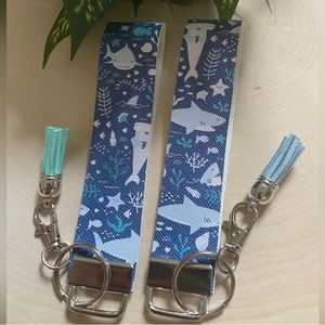 Summer Shark Theme Printed Faux Leather Keychain (price is for 1)